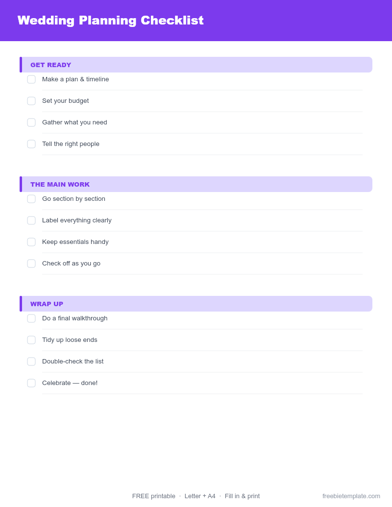 Preview of Wedding Planning Checklist