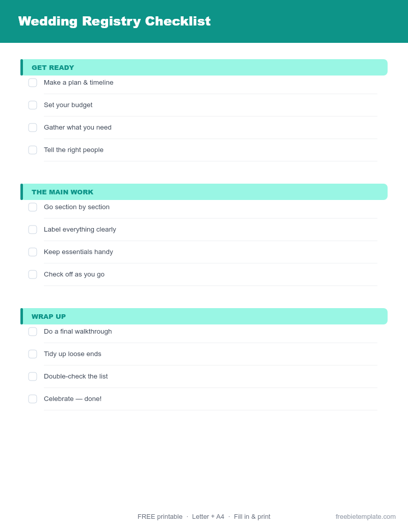 Preview of Wedding Registry Checklist