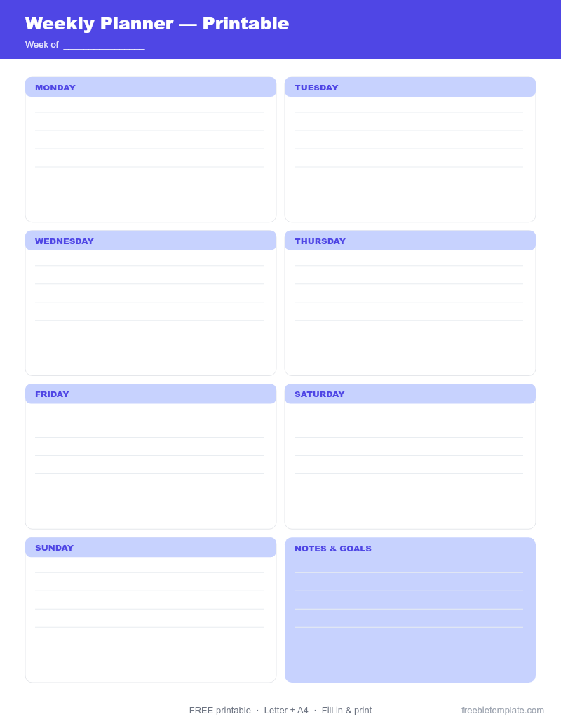 Weekly Planner — Printable