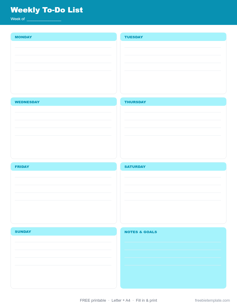 Preview of Weekly To-Do List